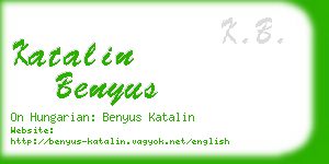 katalin benyus business card
